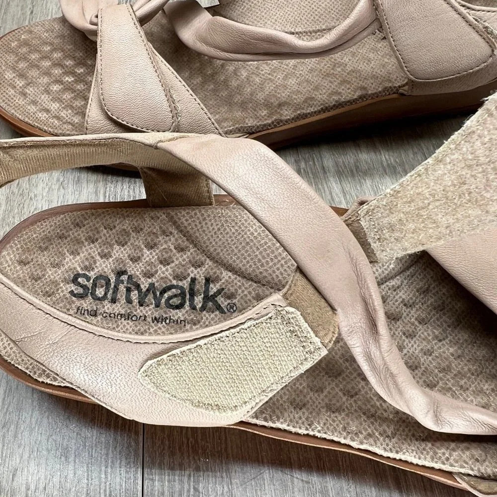 SoftWalk Sandals Womens Size 12M Del Rey Platform Comfort Strappy Leather Beige - Picture 9 of 11